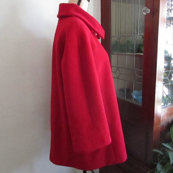 Hilary Radley Red Wool Alpaca Blend Peacoat Jacket Swing Coat Made in Peru M - Picture 5 of 17